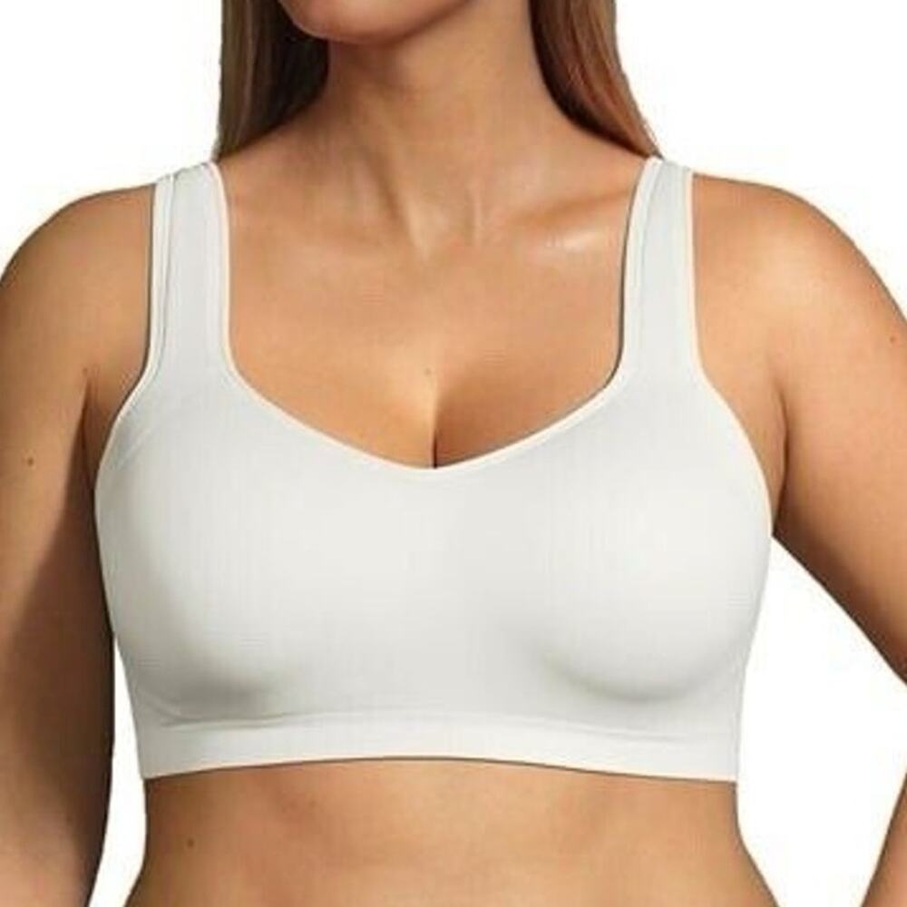 Lands's End Medium Wireless Seamless Adjustable Bra Women's Full Coverage White